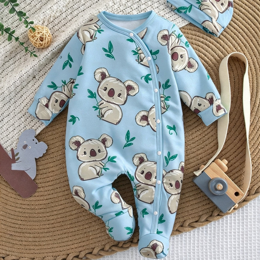 Combinaison bébé pieds doux koala feuille verte unisexe 0-9 mois — Monptitlou