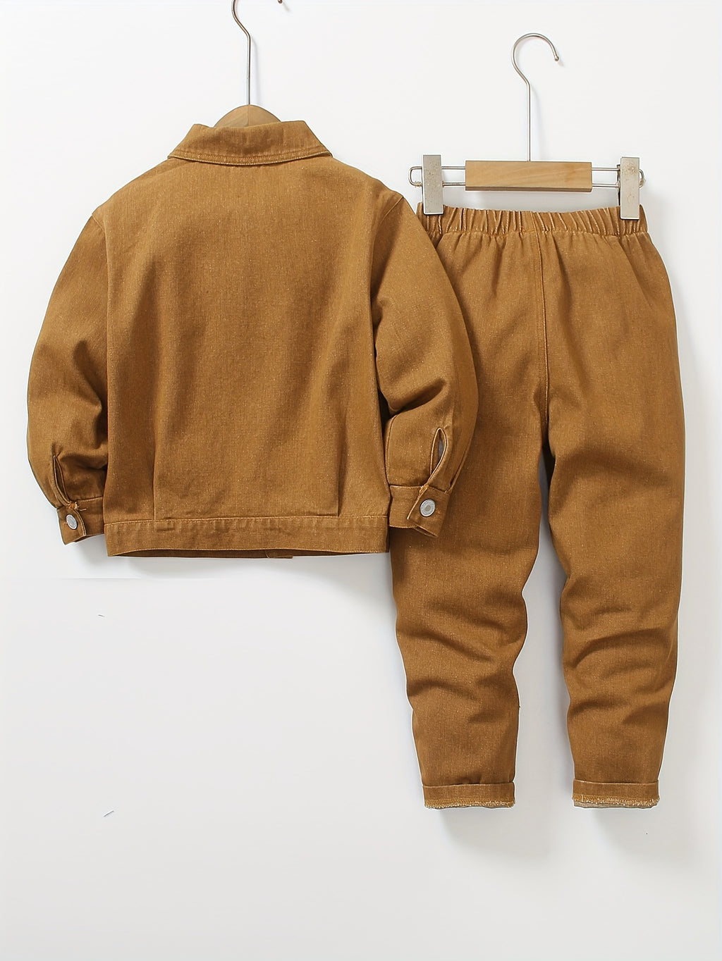 Ensemble Jeans à Manches Longues et Taille Élastique Déchiré pour