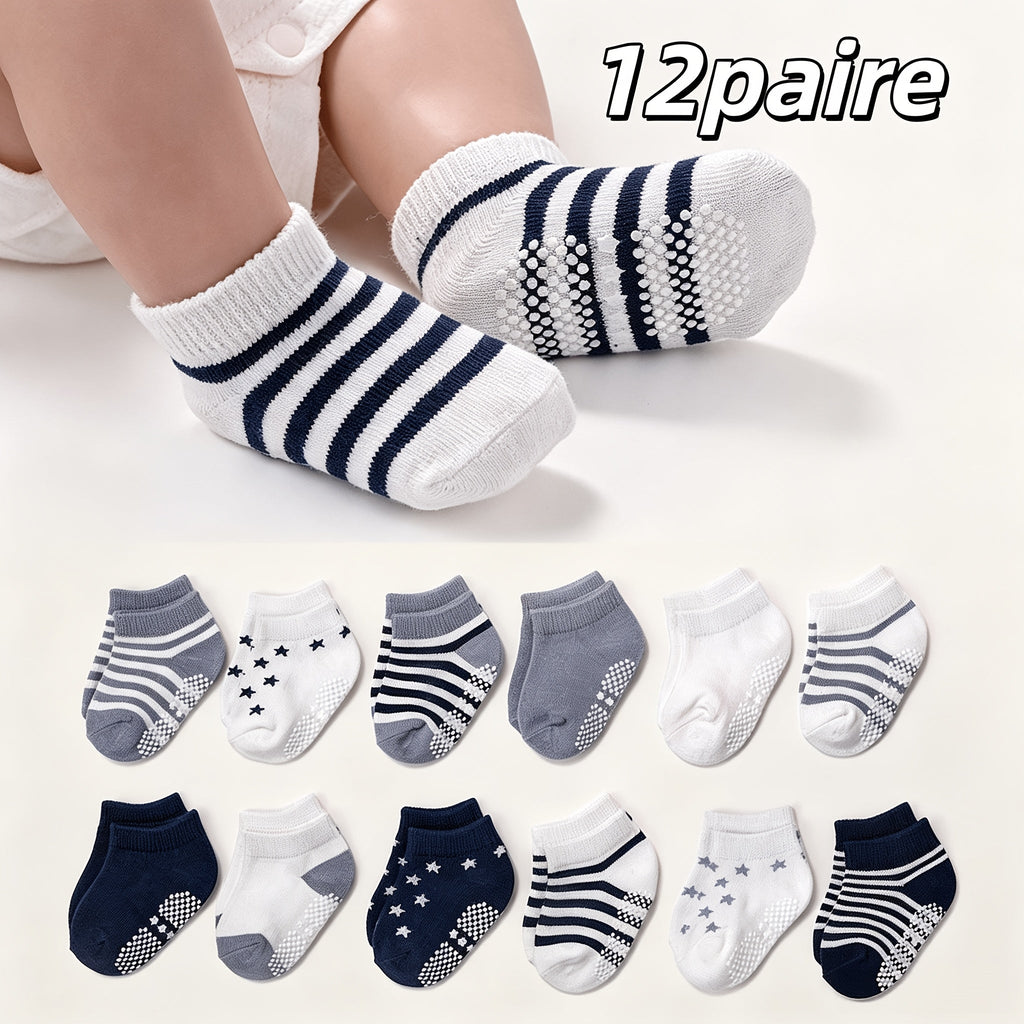 12 Paires de Chaussettes Antidérapantes pour Bébé — Monptitlou