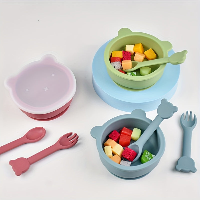 [Bol bébé anti-chute] 1 Ensemble de 3 pièces de bol bébé complémentaire avec couvercle, ensemble de vaisselle pour bébé 
