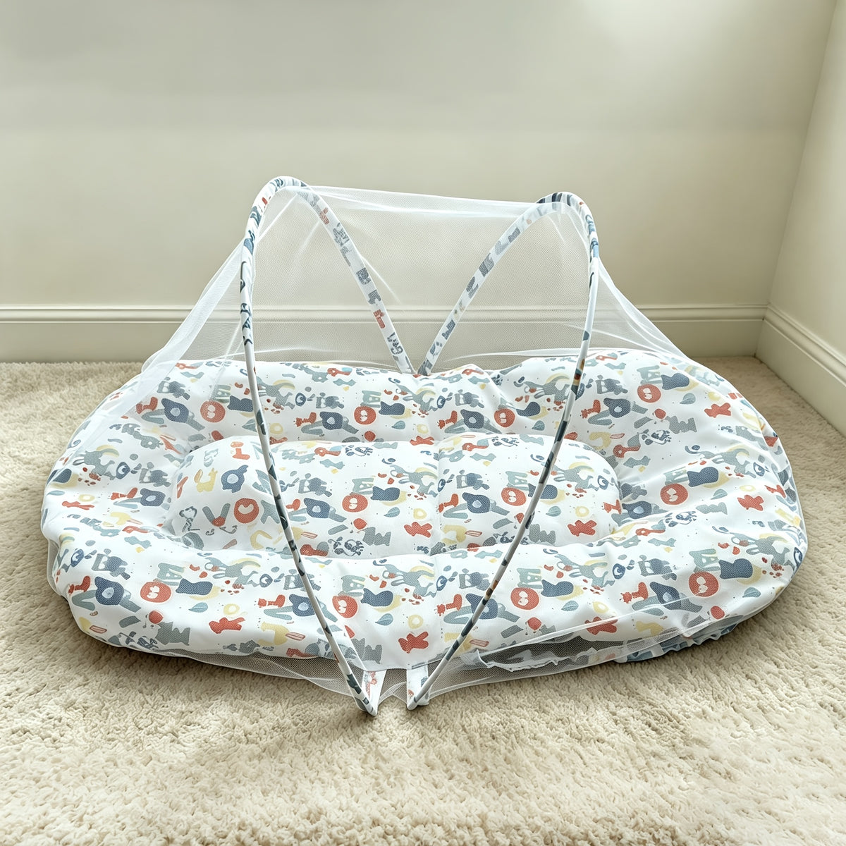 Lit Pliant Anti-Moustique pour Bébé avec Petit Coussin — Monptitlou Image