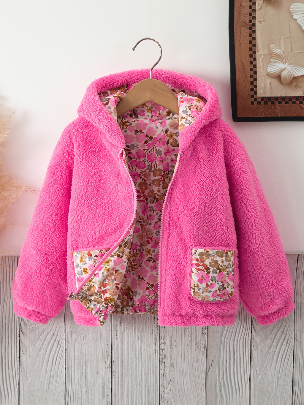 Veste cardigan zippée à capuche à manches longues réversible — Monptitlou