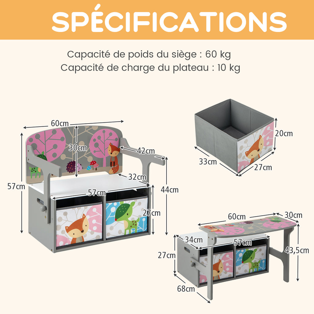 Ensemble table et chaises 3 en 1 pour enfants — Monptitlou