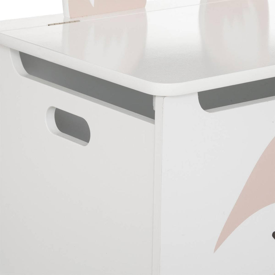 Coffre Enfant Renard - Bois et pin - Blanc - 53x54-5 cm — Monptitlou