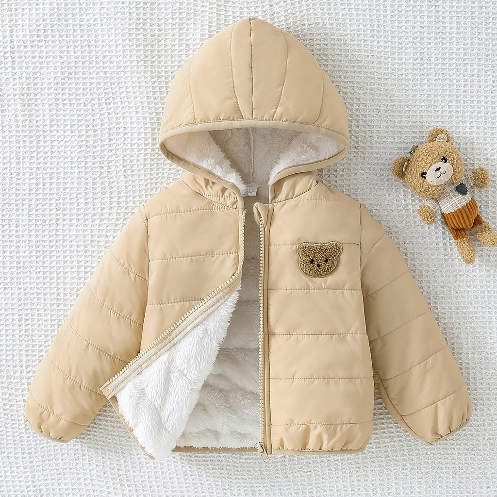 Ensemble à capuche en polaire avec écussons ours bébé mignons — Monptitlou