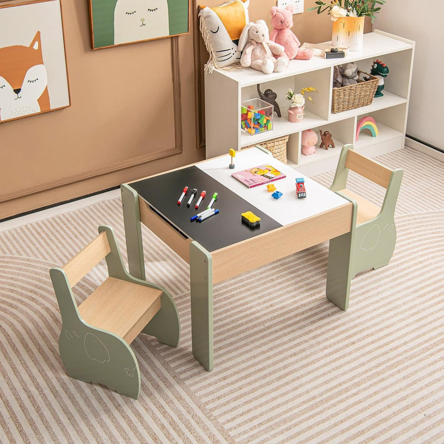 Table avec 2 chaises, ensemble de meubles en bois 3 pièces avec plateau — Monptitlou
