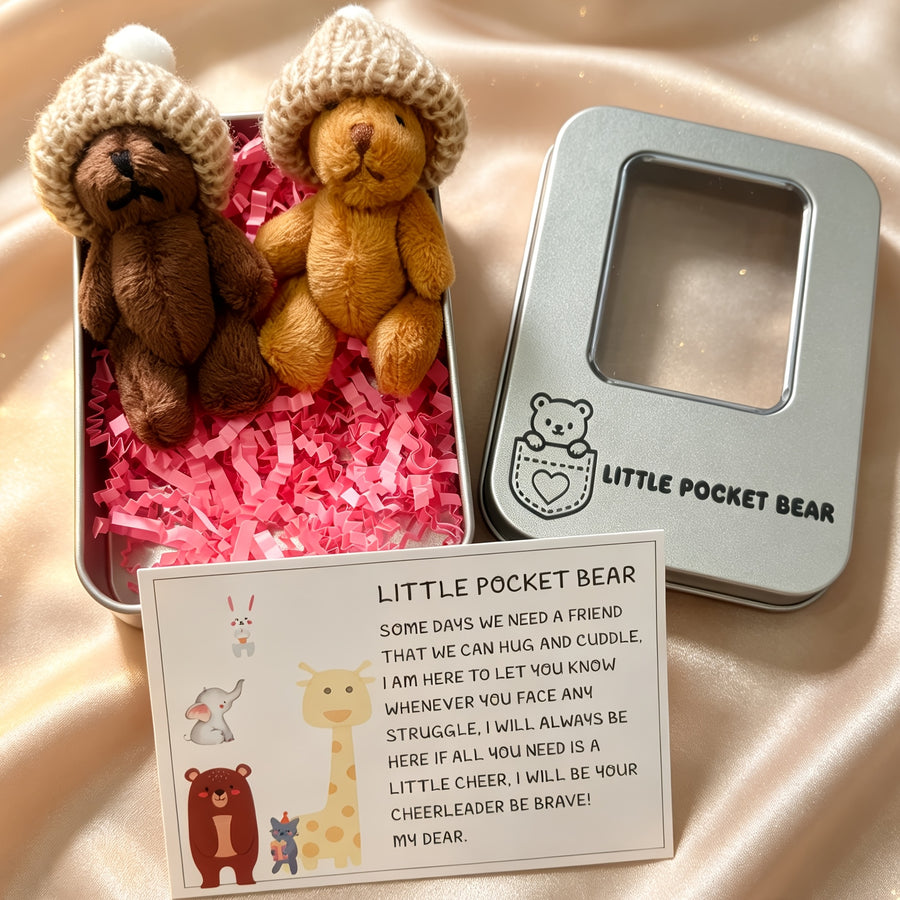 Mon Petit Ours Inquiet, 2 Nounours en Peluche et Carte de Vœux — Monptitlou