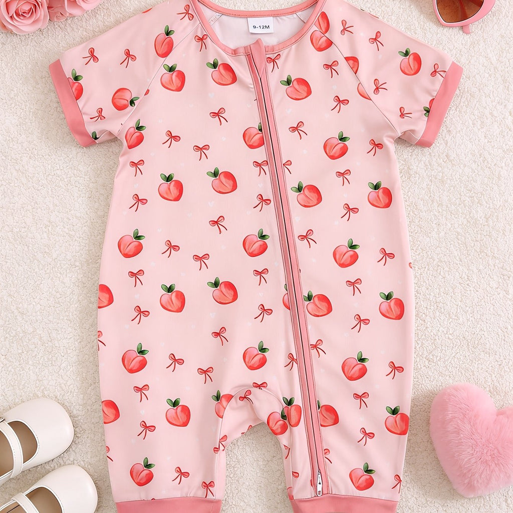 Combinaison bébé fille à motif pêches et nœuds — Monptitlou