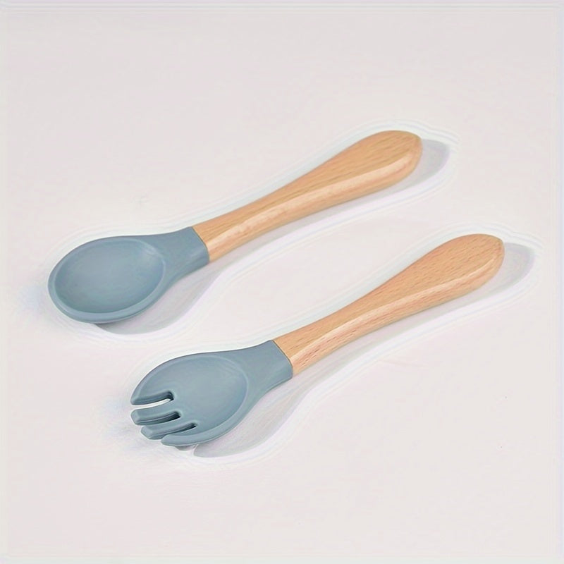 Cuillère en silicone alimentaire avec manche en bois — Monptitlou