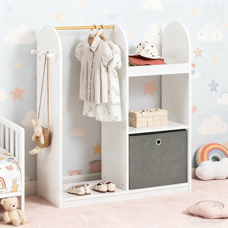 Armoire Enfant Penderie Enfant avec Portant Vêtements Garde-Robe avec — Monptitlou