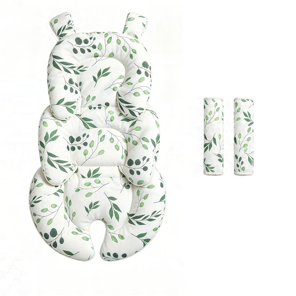 Coussin de siège de poussette pour bébé à imprimé feuilles vertes — Monptitlou