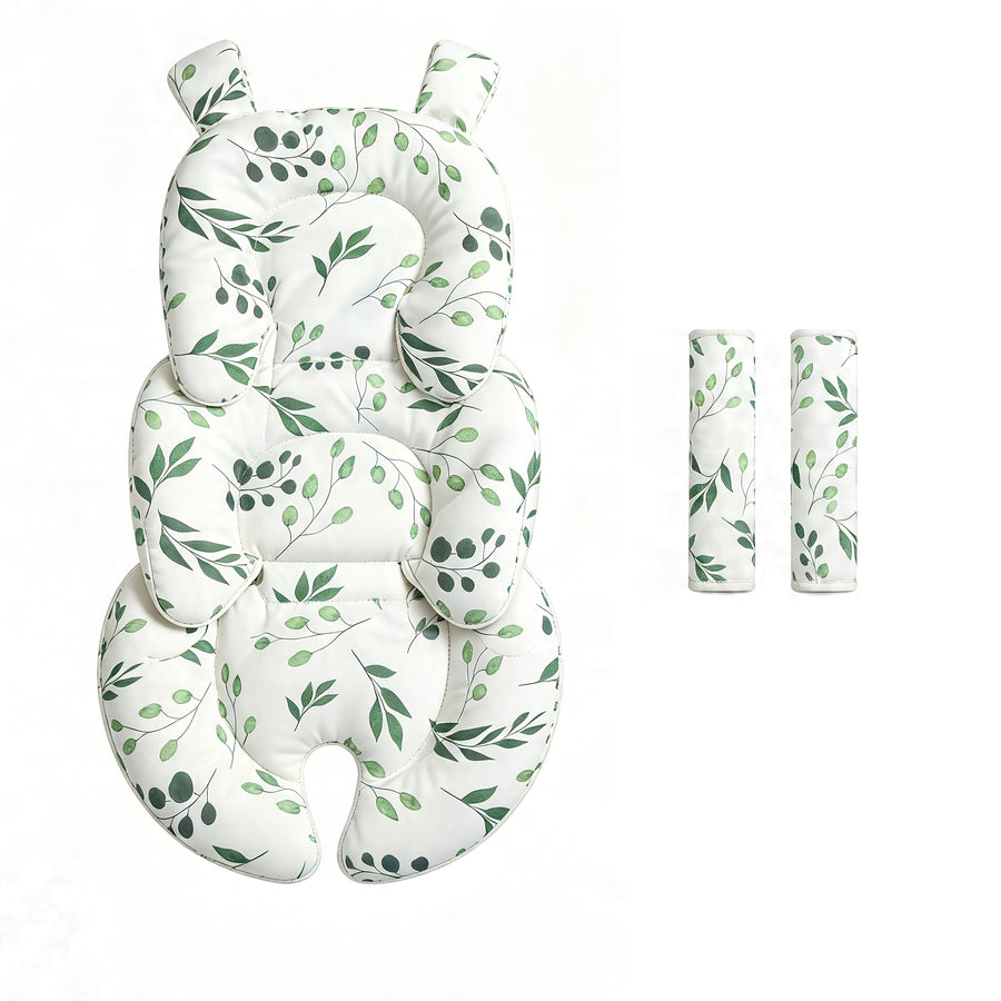 Coussin de siège de poussette pour bébé à imprimé feuilles vertes — Monptitlou