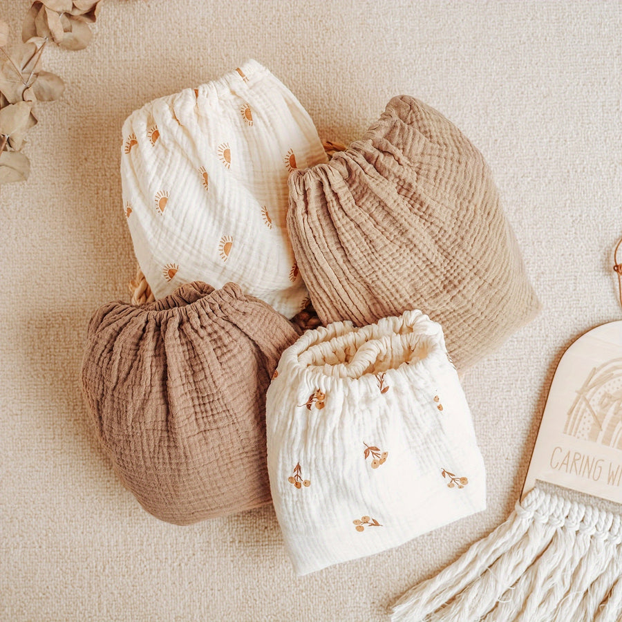 Draps de berceau ajustés en mousseline pour bébé fille garçon — Monptitlou