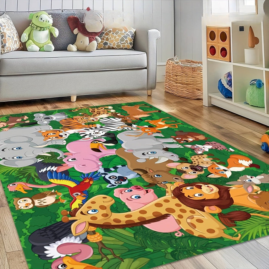 Tapis de sol amusant en flanelle avec motifs d'animaux de la forêt en — Monptitlou