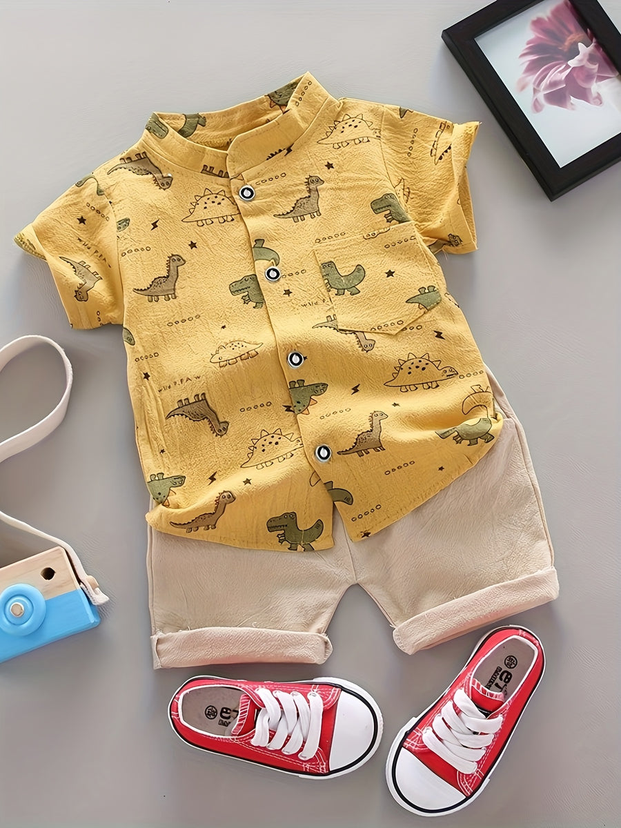 Chemise à manches courtes décontractée pour jeunes, motif animaux, été