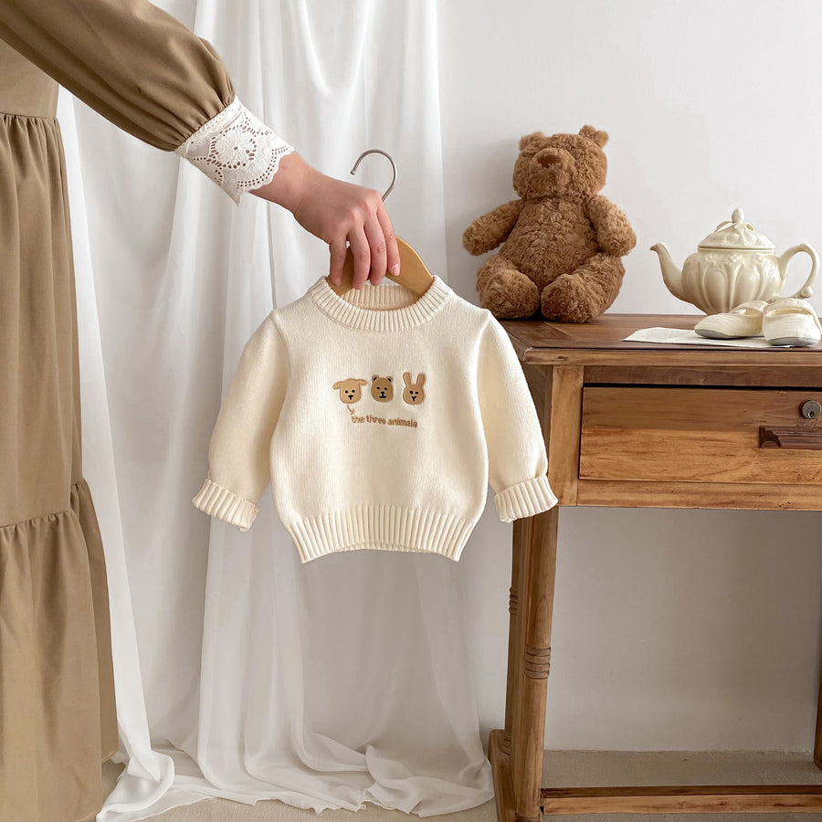 Pull Bébé Animaux Tricot Haut Automne Bébé Col Rond Pull Chaud Couche — Monptitlou