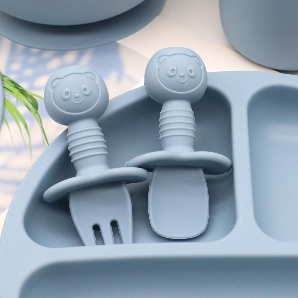 Ensemble de couverts cuillère et fourchette courte pour alimentation — Monptitlou
