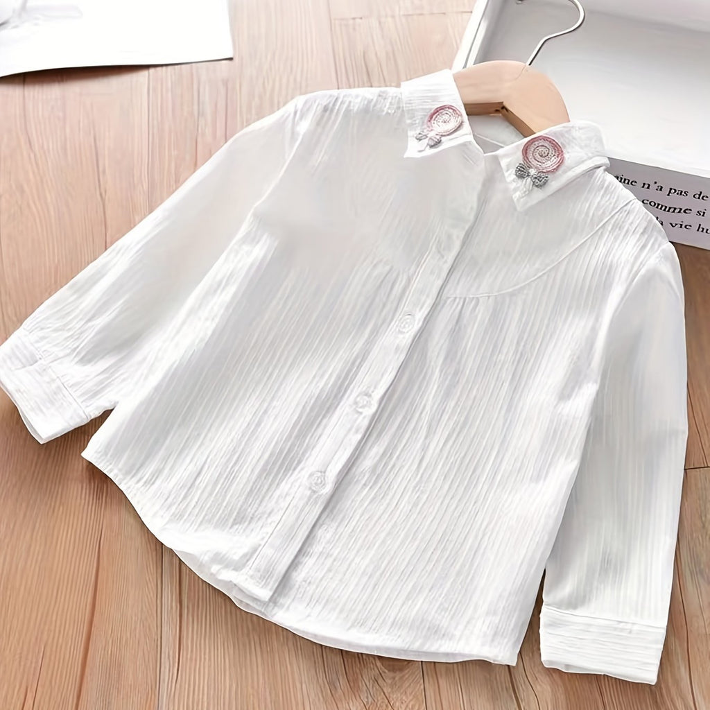 Chemise Brodée à Manches Longues pour Fille pour Printemps/Automne — Monptitlou