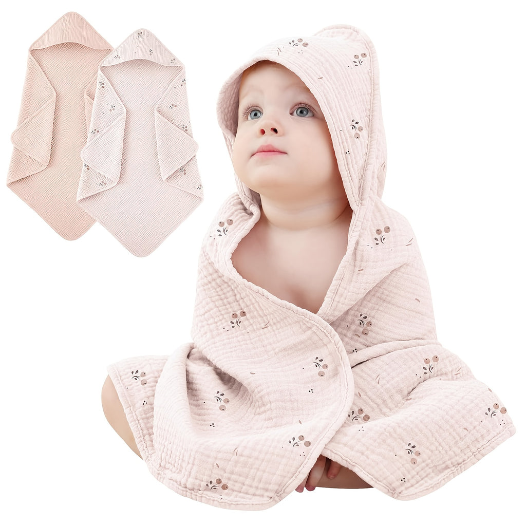 Serviettes de bain à capuche pour nouveau-né 100 % mousseline de coton — Monptitlou