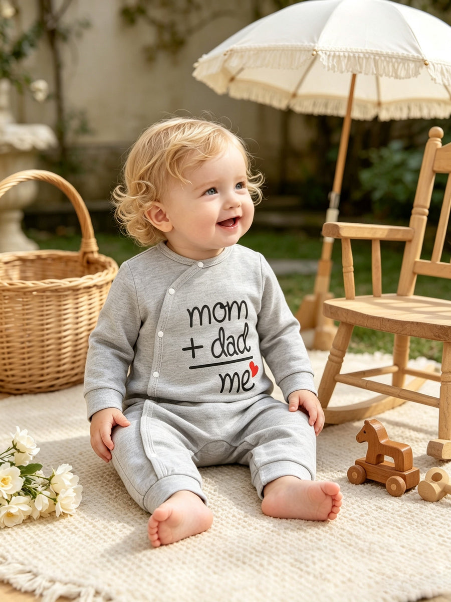 Body bébé manches longues à col incliné et imprimé lettré — Monptitlou