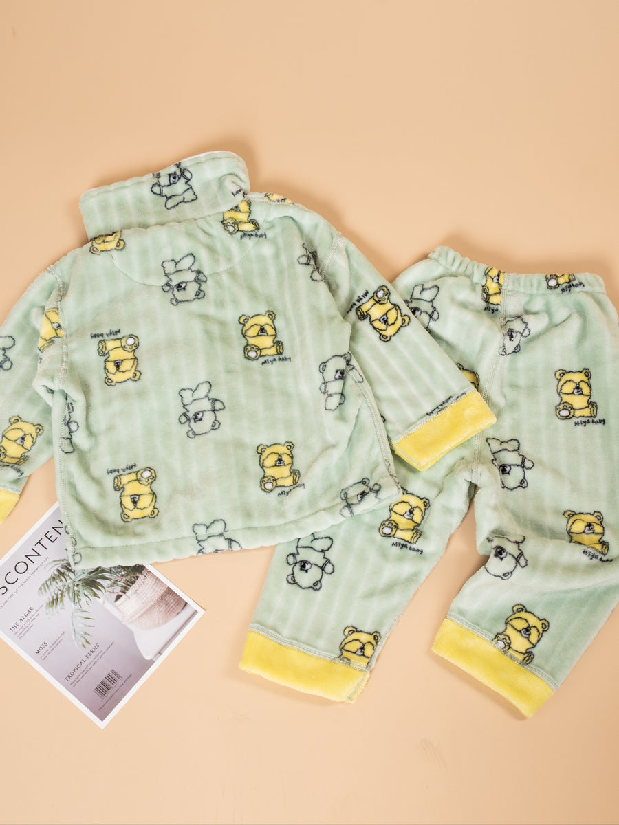 Ensemble deux pièces en flanelle épaisse à motif ours mignon pour — Monptitlou