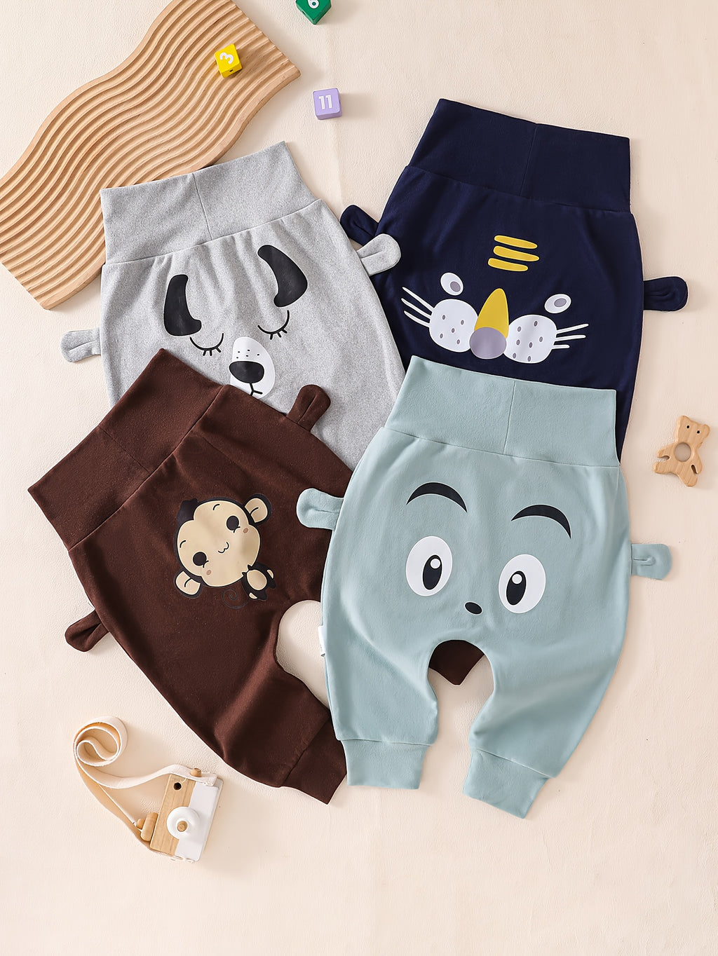 Pantalons harem en tricot doux pour bébé, taille haute — Monptitlou
