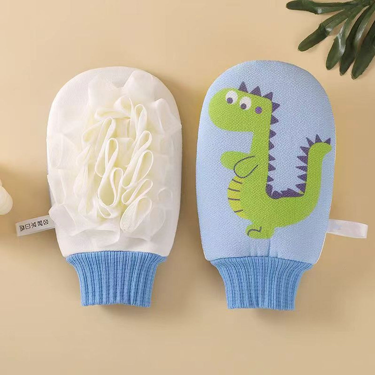 Gant de bain cartoon 1 pc, double face, frottement, mousse riche — Monptitlou Image