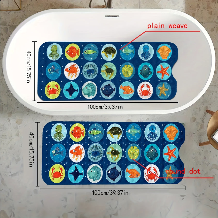 1 tapis de bain motif vie marine, idéal pour la salle de bain — Monptitlou