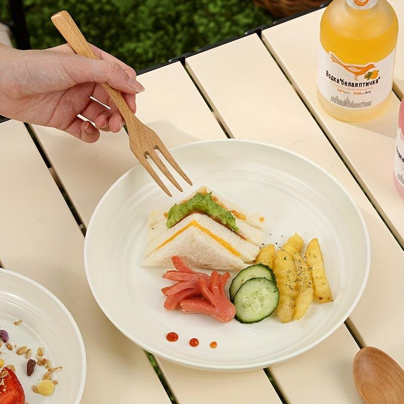 Assiette à diner ronde et crémeuse en plastique, 19.81 cm — Monptitlou