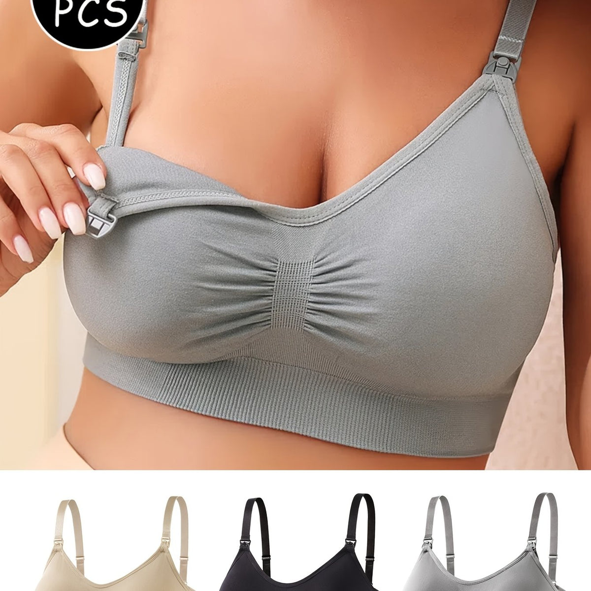 Ensemble 3 pièces Soutien-gorge d'allaitement sans armatures pour — Monptitlou Image