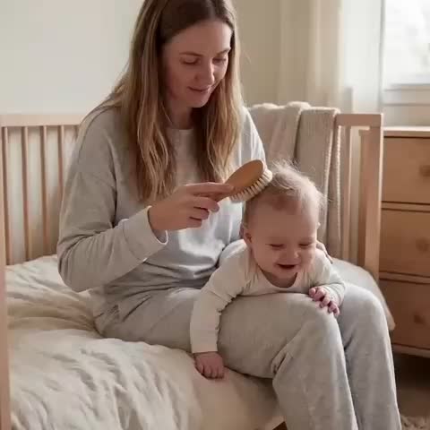 /Kit Brosse à Cheveux Douce pour Bébé avec Manche en Bois — Monptitlou
