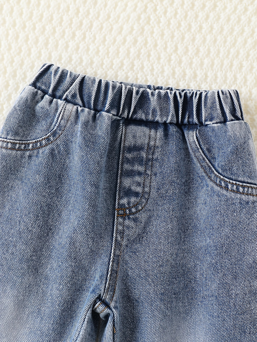 Ensembles en denim pour garçons : chemise rayée avec poche ours — Monptitlou