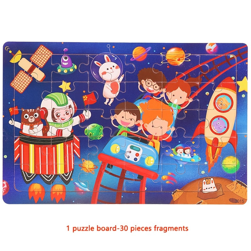 En 1 plateau de puzzle en bois pour enfants, animaux, dinosaures — Monptitlou