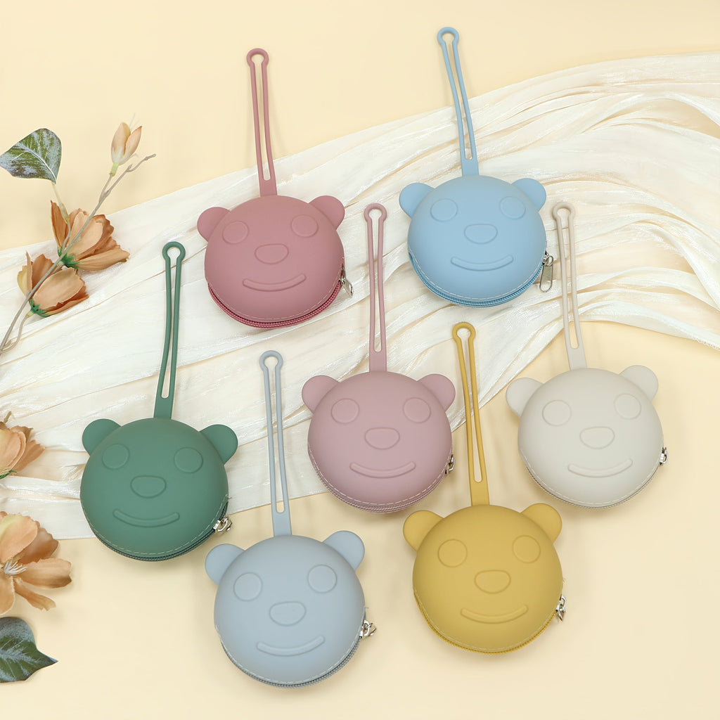 Boîte de rangement pour tétine bébé, sac de voyage portable ours — Monptitlou