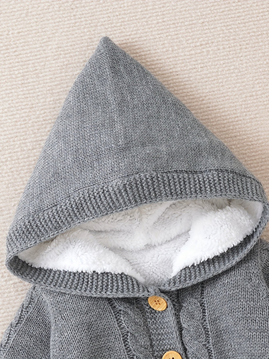 Combinaison tricotée en cachemire, à capuche et à manches longues, pour nouveau-nés, garçons et filles