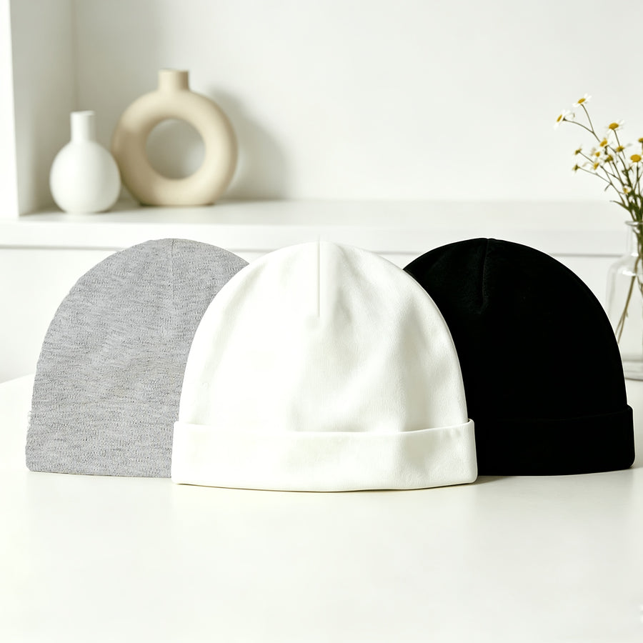 Bonnets unis pour nouveau-nés, garçons et filles, confortables — Monptitlou