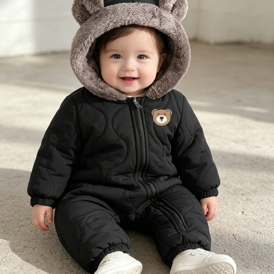 Combinaison bébé d'hiver à oreilles d'ours en relief — Monptitlou
