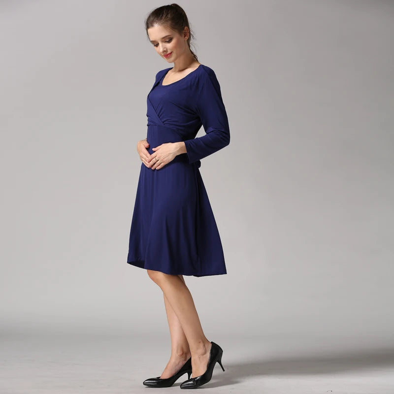Robe de maternité et d'allaitement à col rond et manches 3/4 — Monptitlou