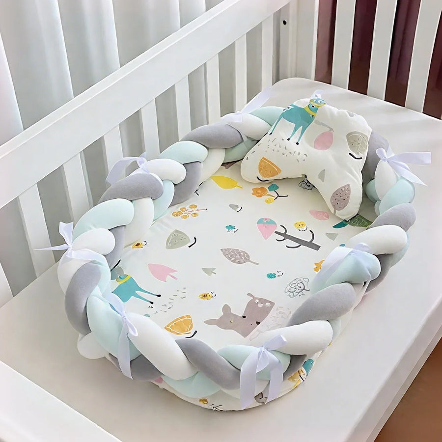 Réducteur de lit pour bébé avec tour tressé — Monptitlou