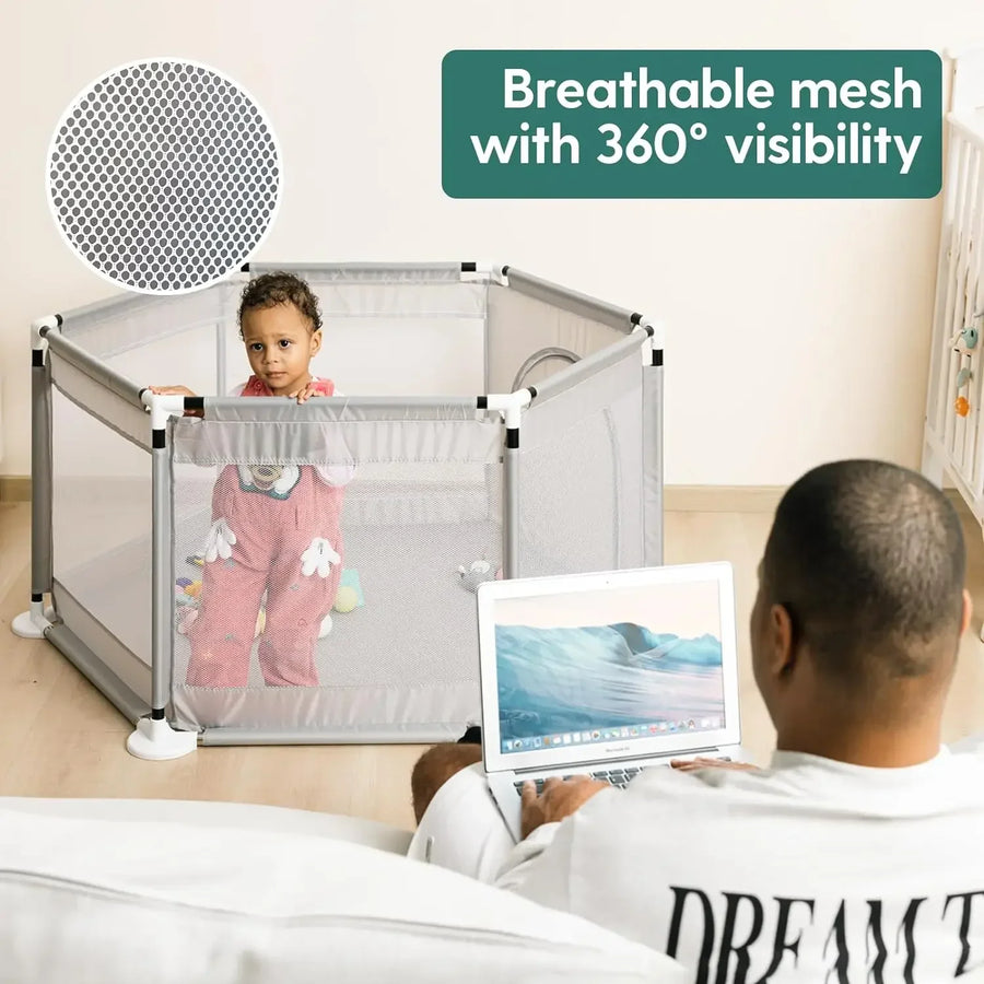 Parc hexagonal pour bébé, pliable et portable — Monptitlou