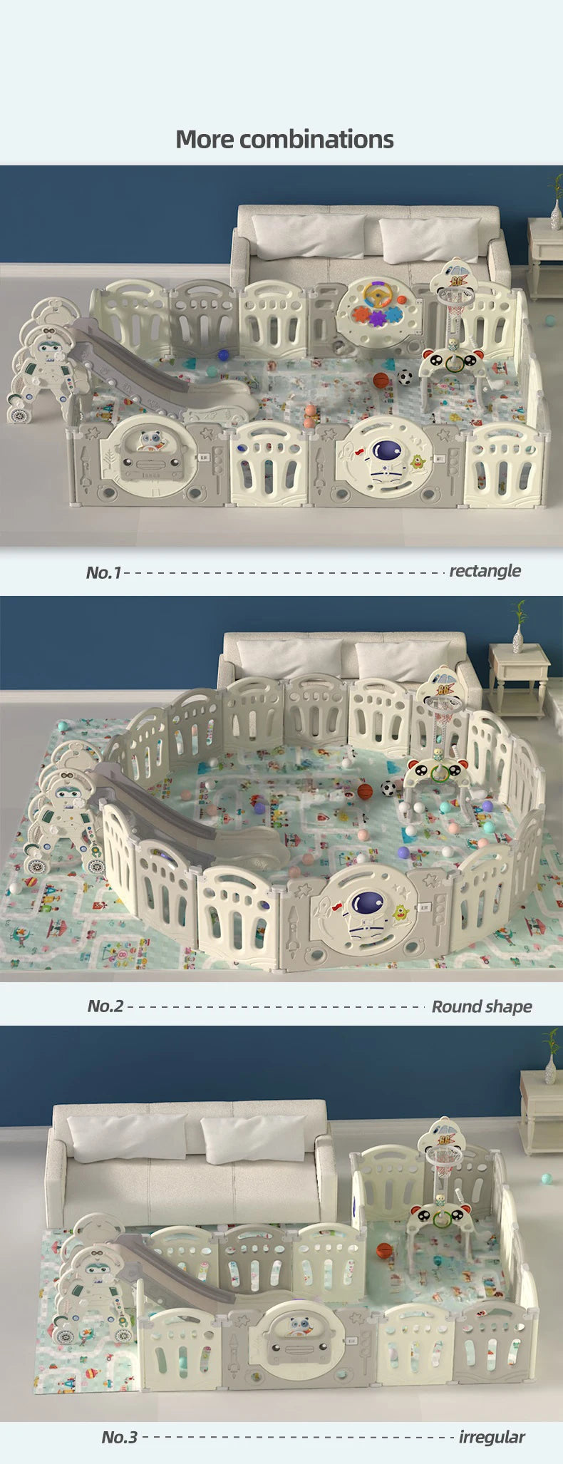 Parc modulaire pour bébé à panneaux, avec toboggan — Monptitlou