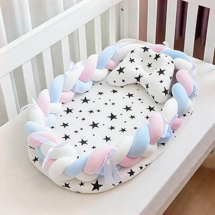 Réducteur de lit pour bébé avec tour tressé — Monptitlou