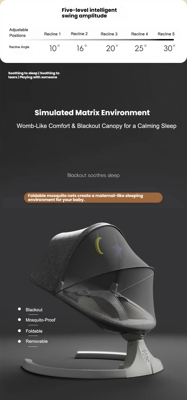 Berceau Électrique Intelligent pour Bébé et Balancelle pour Nourrisson — Monptitlou