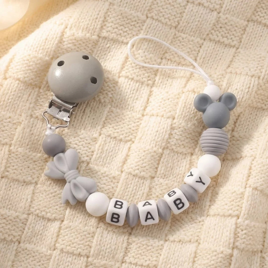 Support de sucette en silicone pour bébé, personnalisable avec nom — Monptitlou