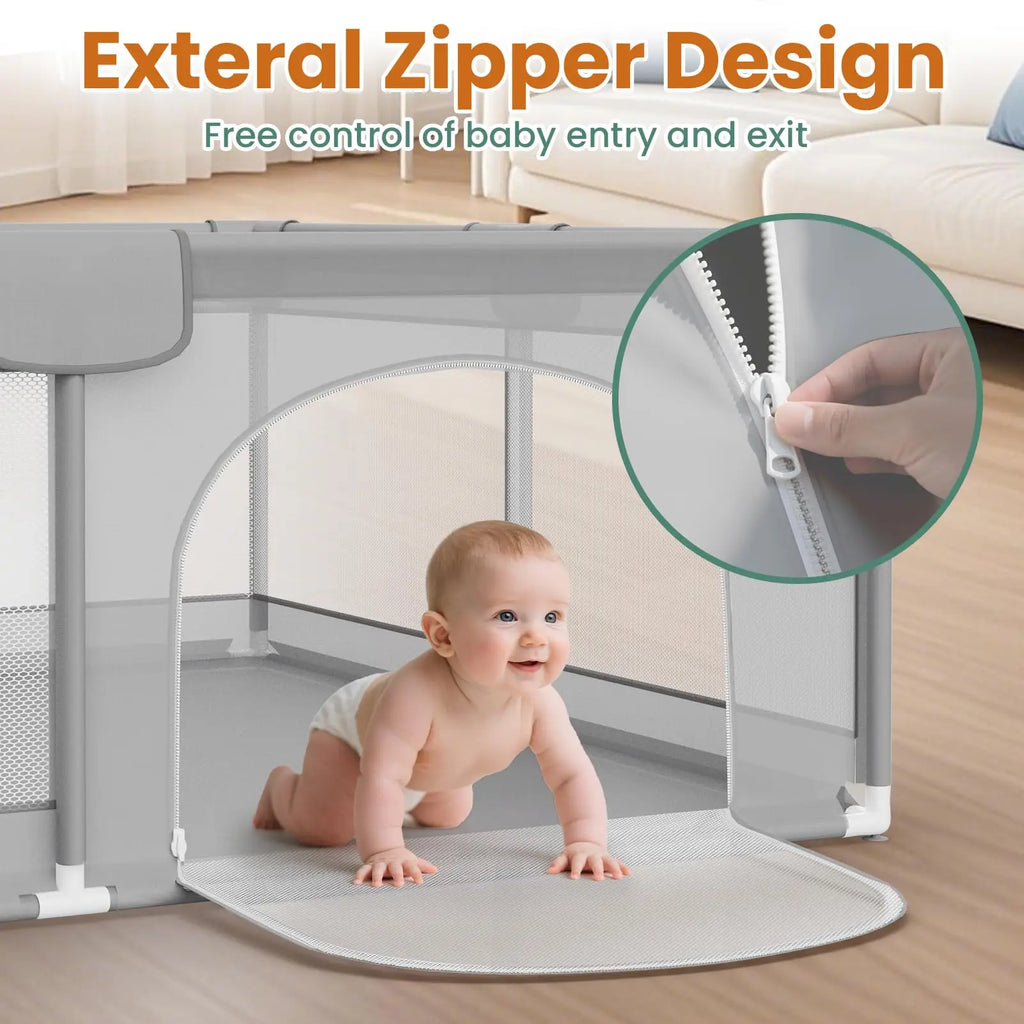 Grand parc pour bébé avec maille respirante et porte — Monptitlou