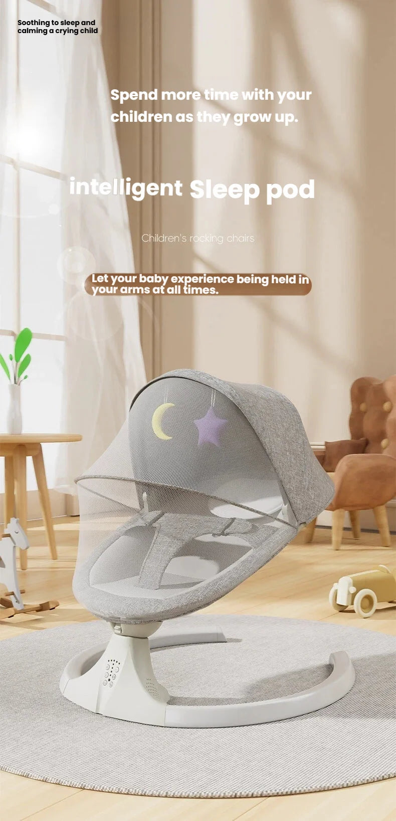 Berceau Électrique Intelligent pour Bébé et Balancelle pour Nourrisson — Monptitlou