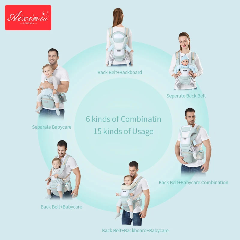 Porte-bébé ergonomique avec siège de hanche, face avant
