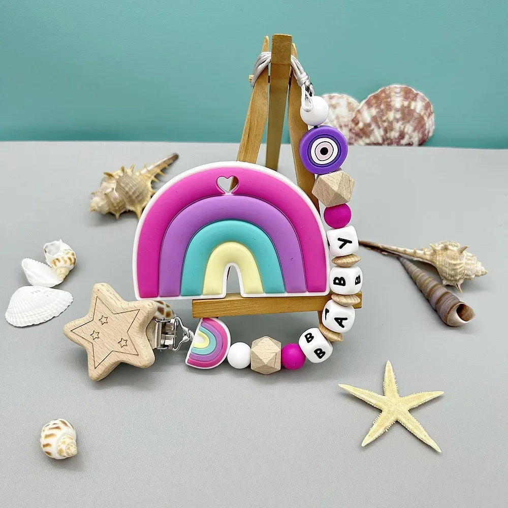 Clips de sucette arc-en-ciel avec lettres personnalisées — Monptitlou Image