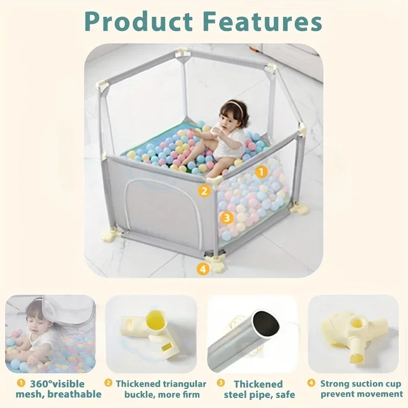 Parc hexagonal pour bébé, pliable et portable — Monptitlou