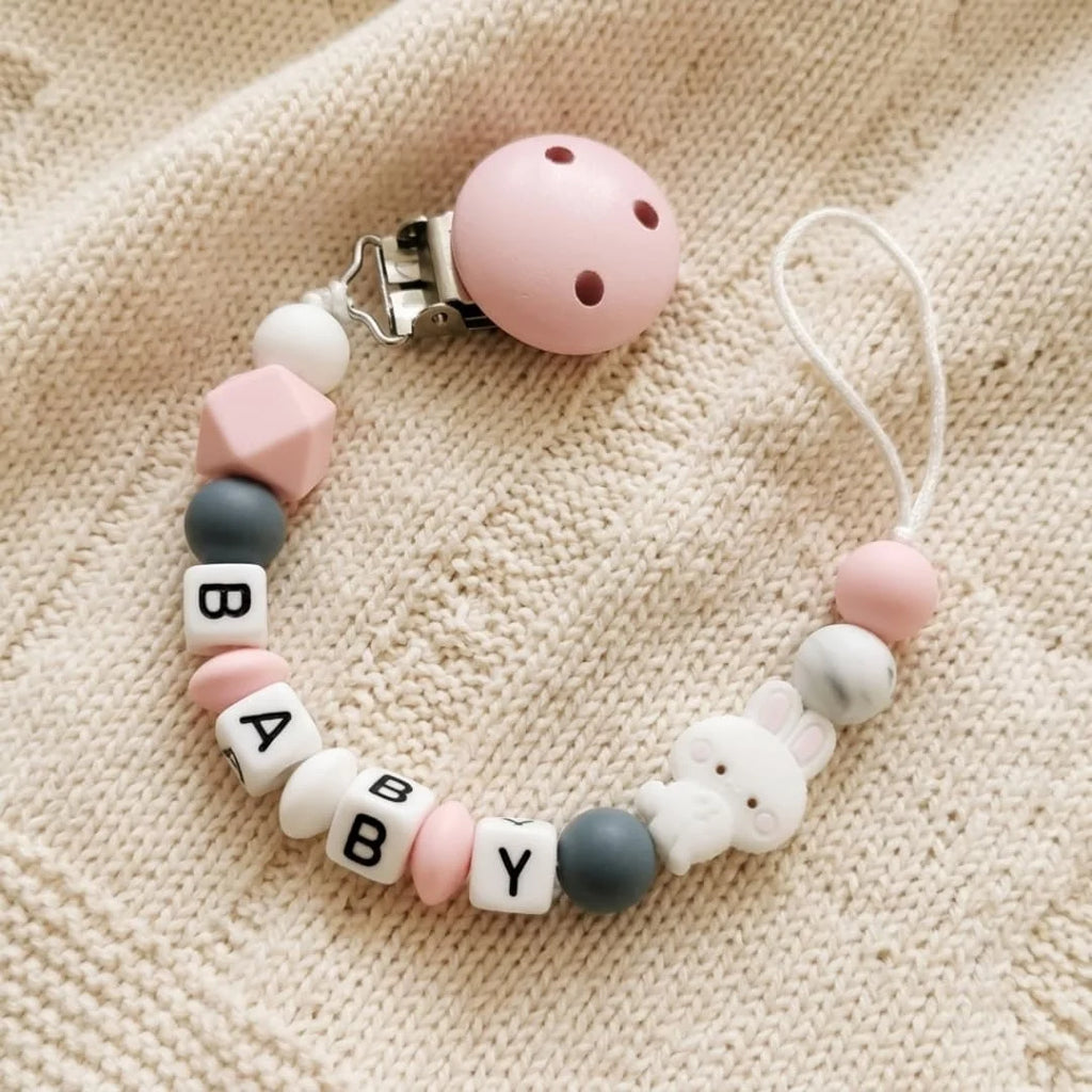 Support de sucette en silicone pour bébé, personnalisable avec nom — Monptitlou